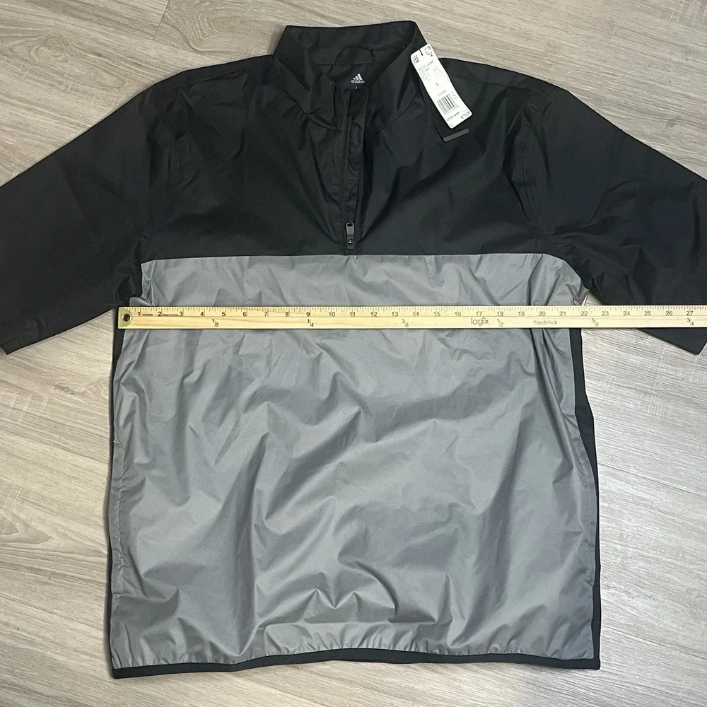 Adidas Golf Climate Storm Black/Gray‎ Short Sleeve Windbreaker Pullover Sz Large